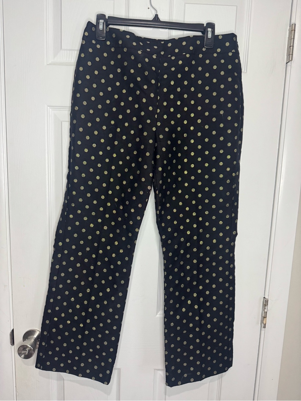 Talbots Black Chinos with Gold Polka Dots